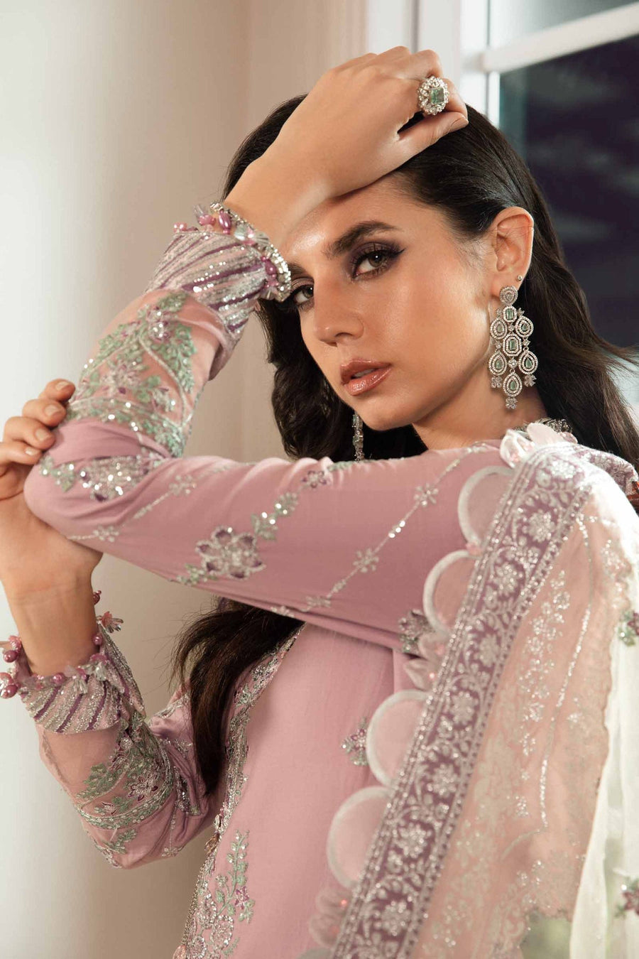 Maria.B Sateen Unstitched Embroidered Cotton Satin 3Pc Suit CST-706