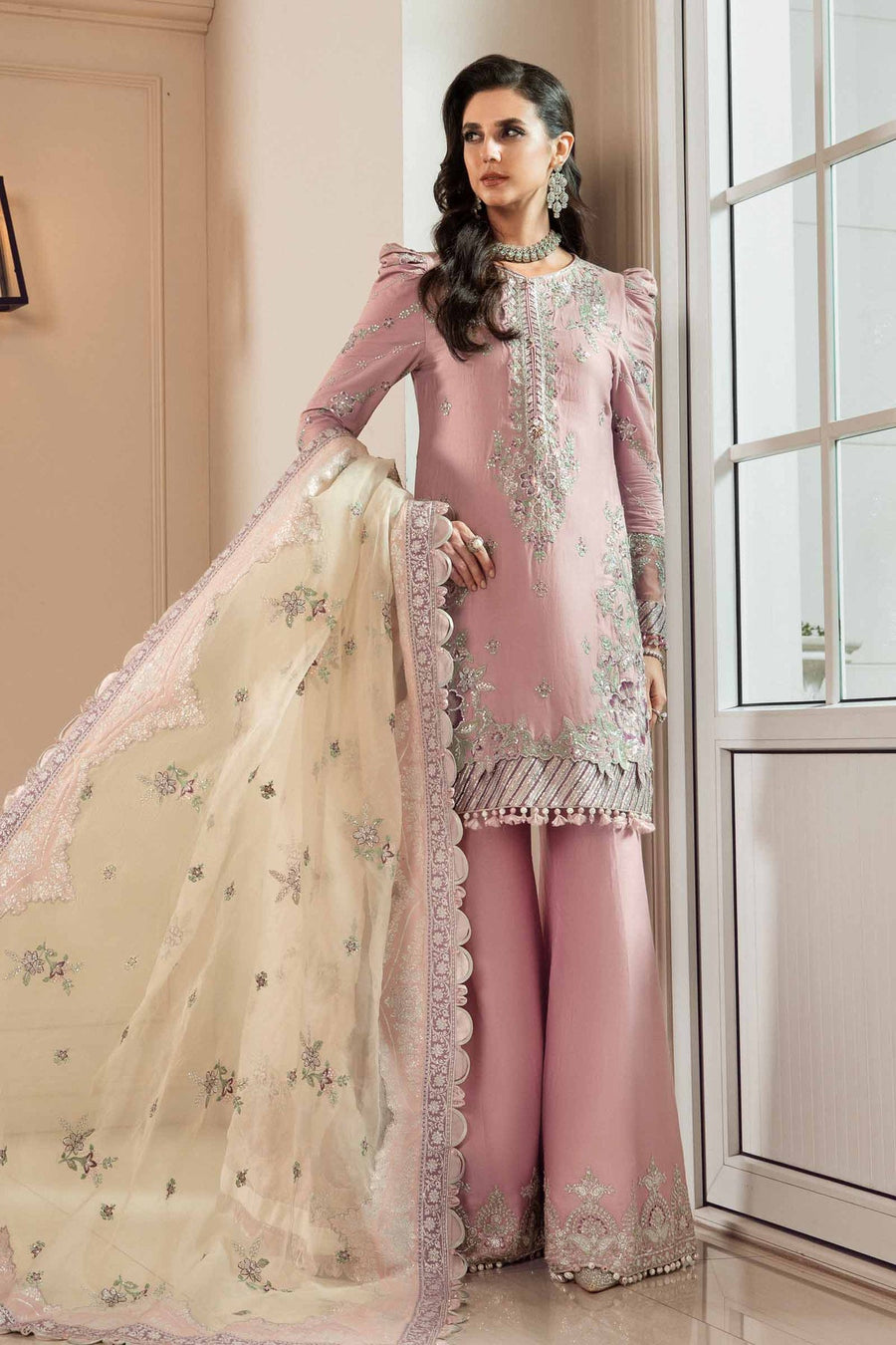 Maria.B Sateen Unstitched Embroidered Cotton Satin 3Pc Suit CST-706