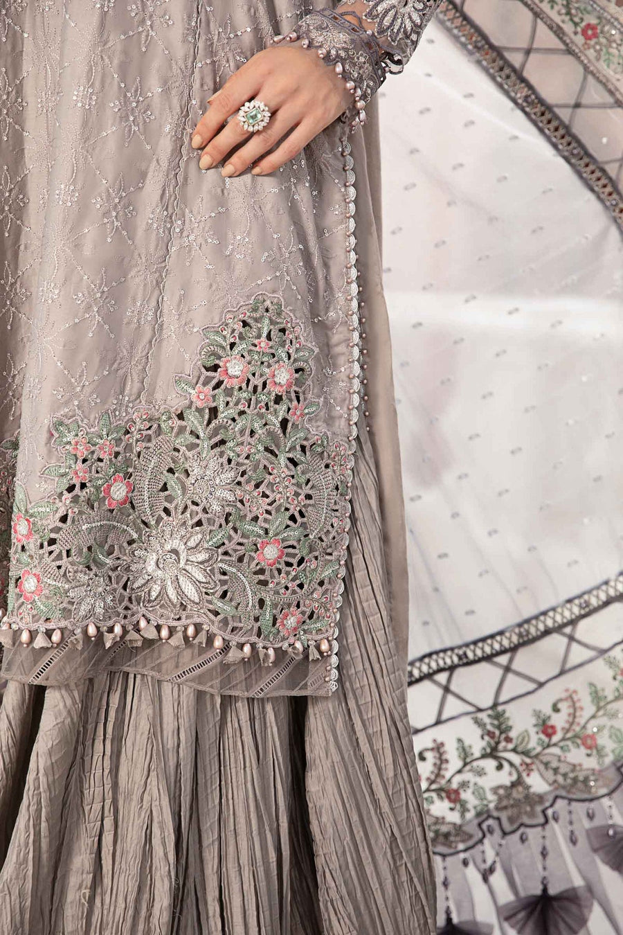 Maria.B Sateen Unstitched Embroidered Cotton Satin 3Pc Suit CST-707