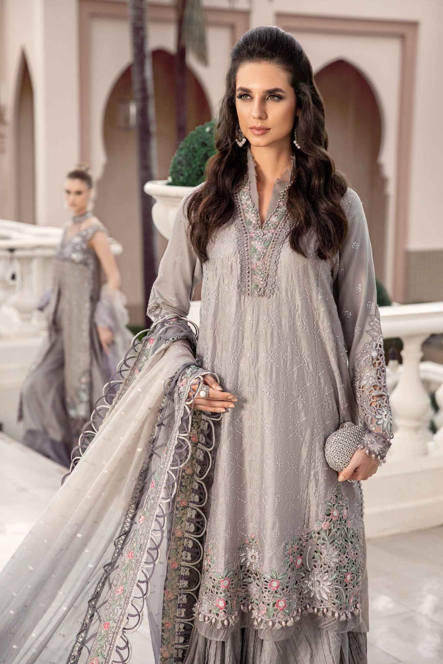 Maria.B Sateen Unstitched Embroidered Cotton Satin 3Pc Suit CST-707