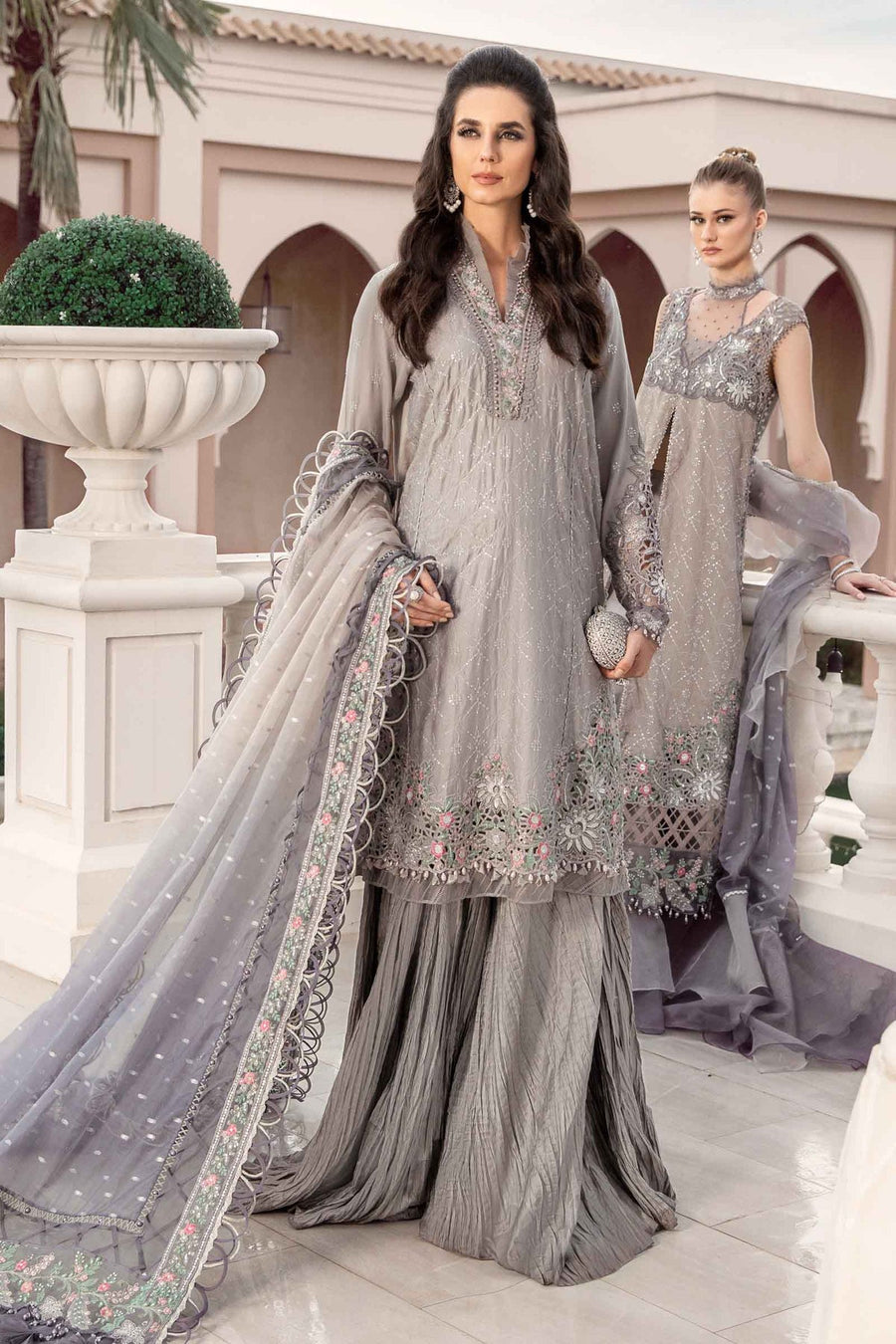 Maria.B Sateen Unstitched Embroidered Cotton Satin 3Pc Suit CST-707