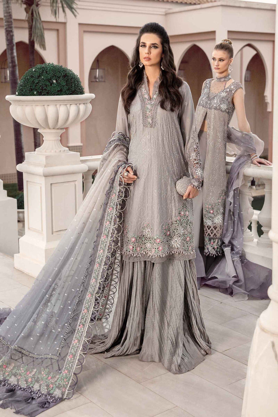 Maria.B Sateen Unstitched Embroidered Cotton Satin 3Pc Suit CST-707
