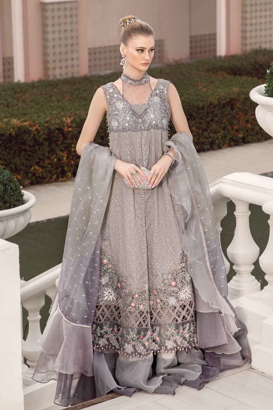 Maria.B Sateen Unstitched Embroidered Cotton Satin 3Pc Suit CST-707