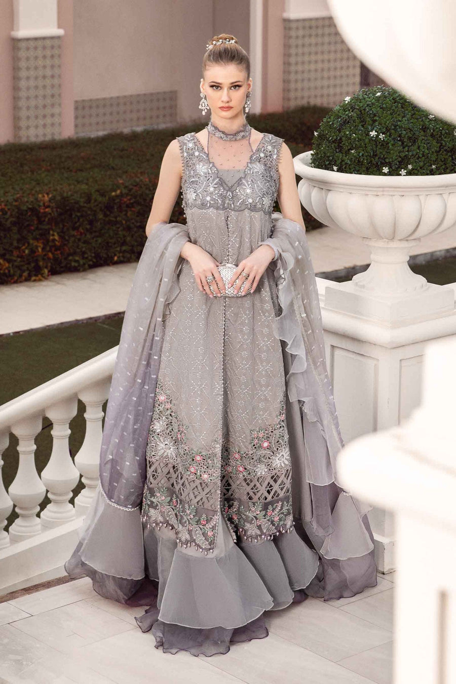 Maria.B Sateen Unstitched Embroidered Cotton Satin 3Pc Suit CST-707