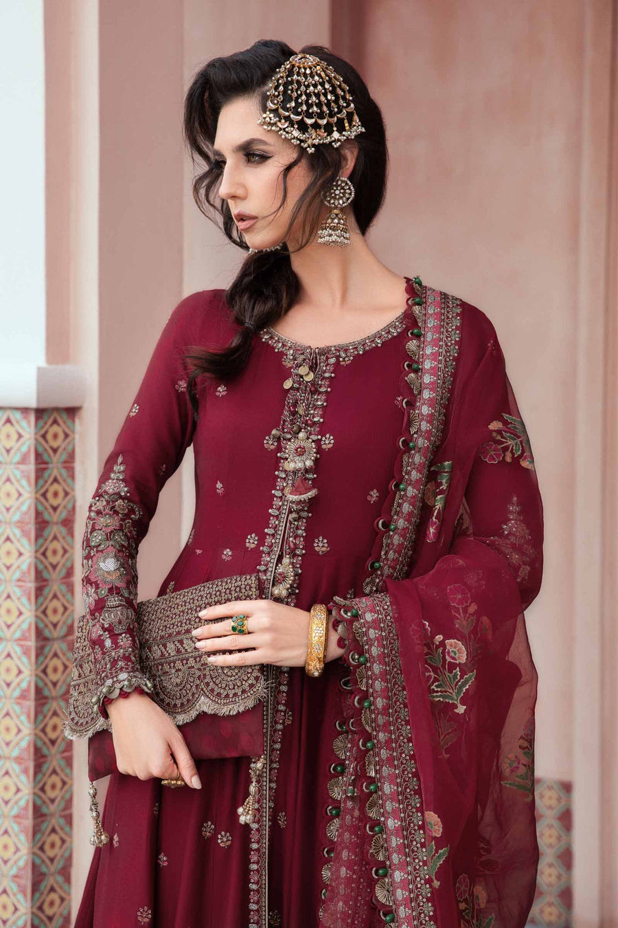 Maria.B Sateen Unstitched Embroidered Cotton Satin 3Pc Suit CST-708