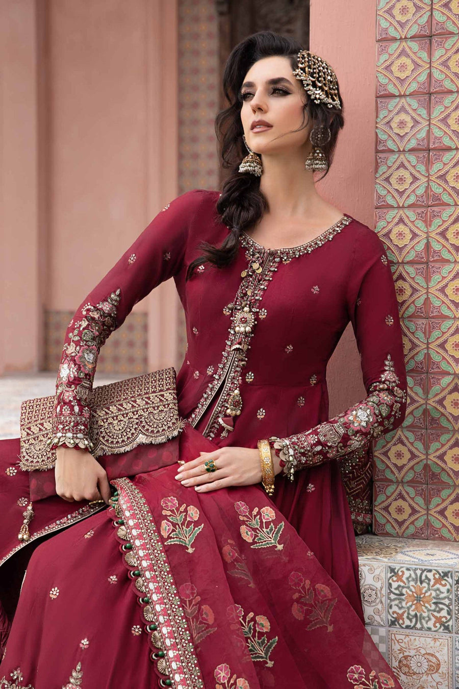 Maria.B Sateen Unstitched Embroidered Cotton Satin 3Pc Suit CST-708
