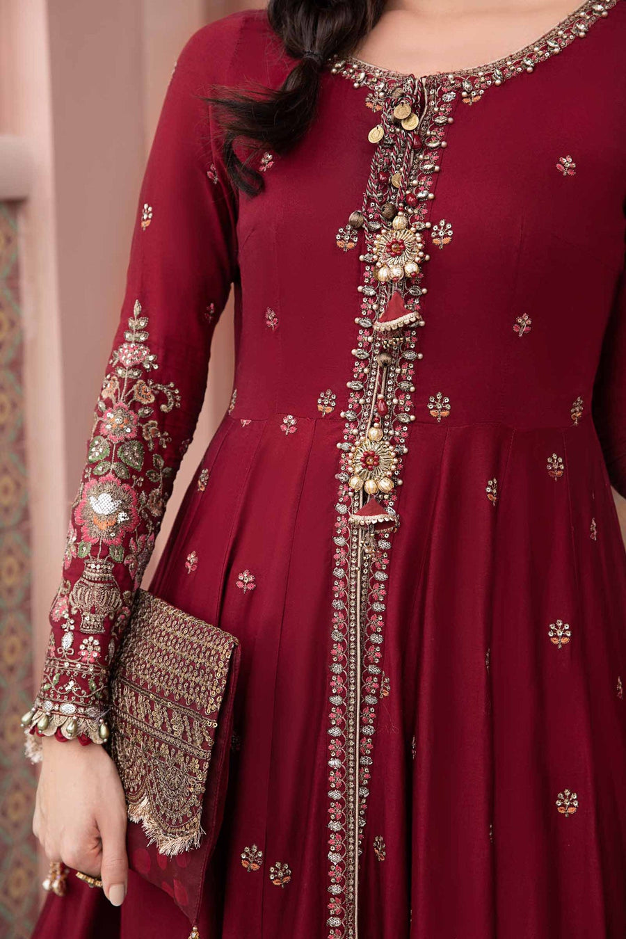 Maria.B Sateen Unstitched Embroidered Cotton Satin 3Pc Suit CST-708