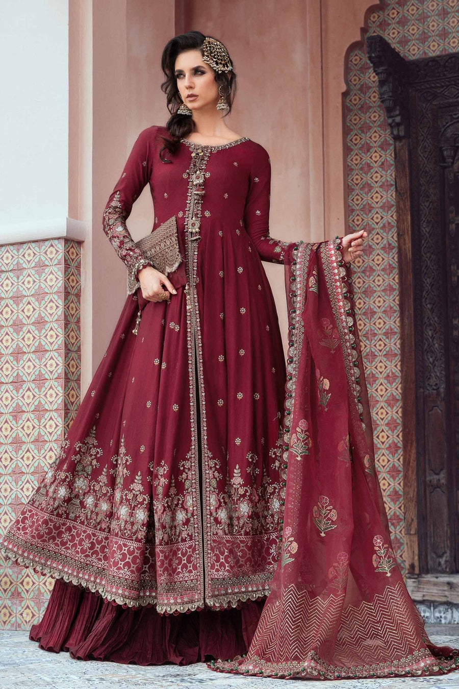 Maria.B Sateen Unstitched Embroidered Cotton Satin 3Pc Suit CST-708