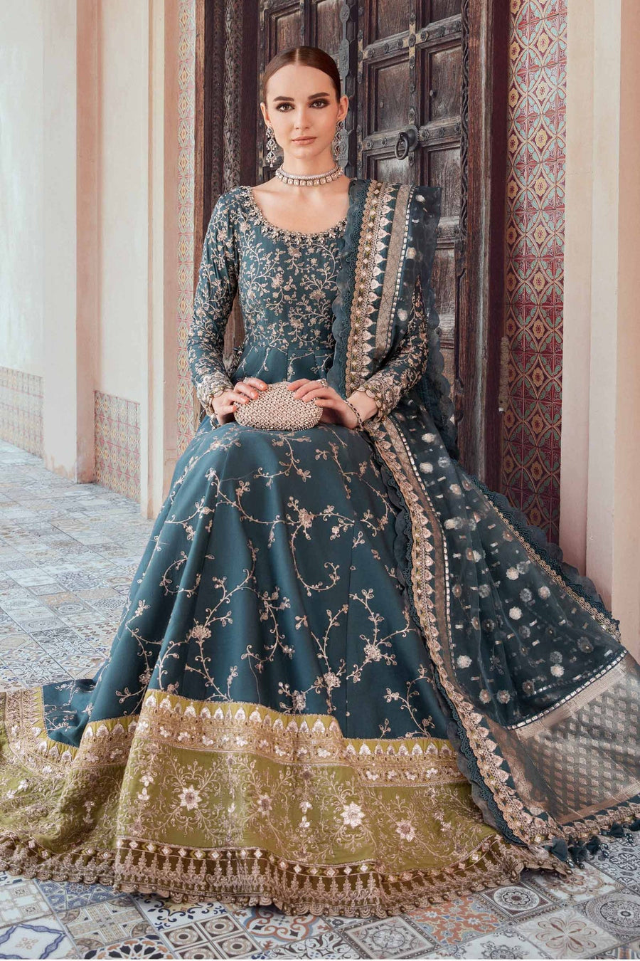 Maria.B Sateen Unstitched Embroidered Cotton Satin 3Pc Suit CST-710