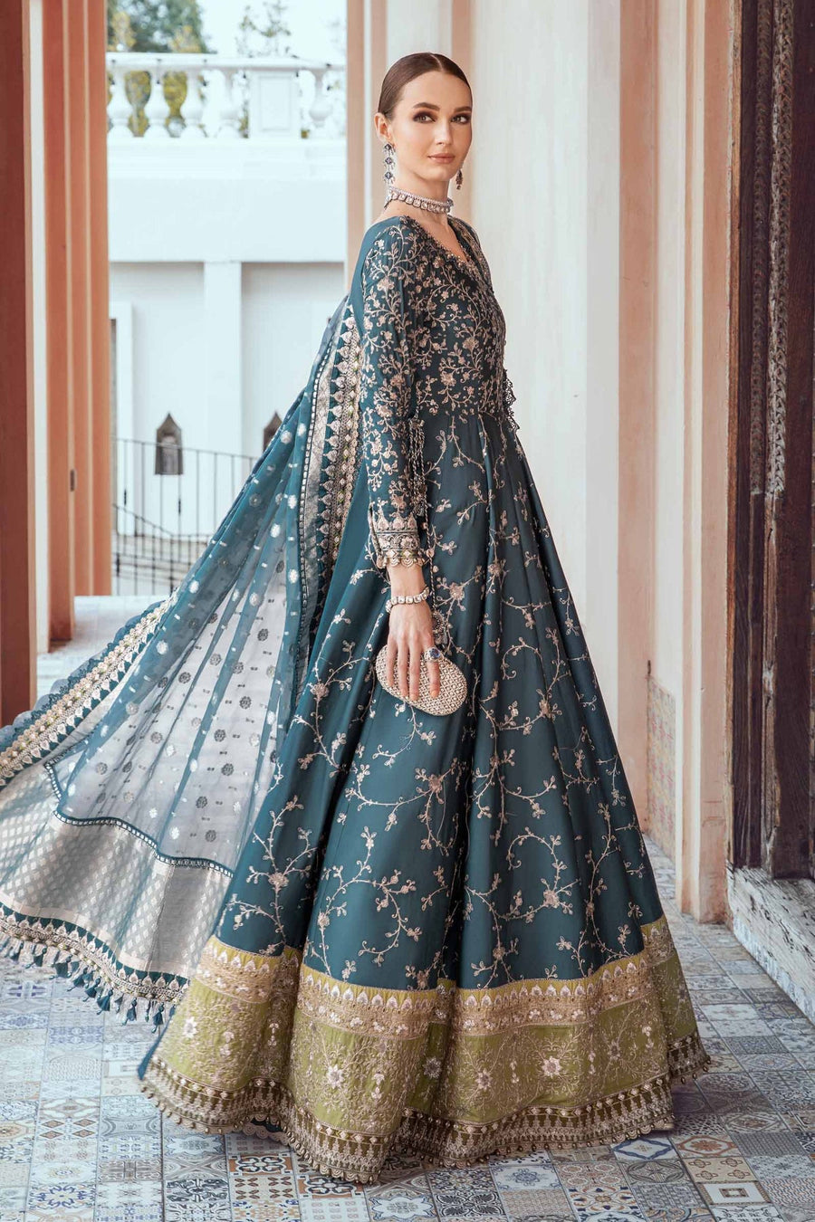 Maria.B Sateen Unstitched Embroidered Cotton Satin 3Pc Suit CST-710