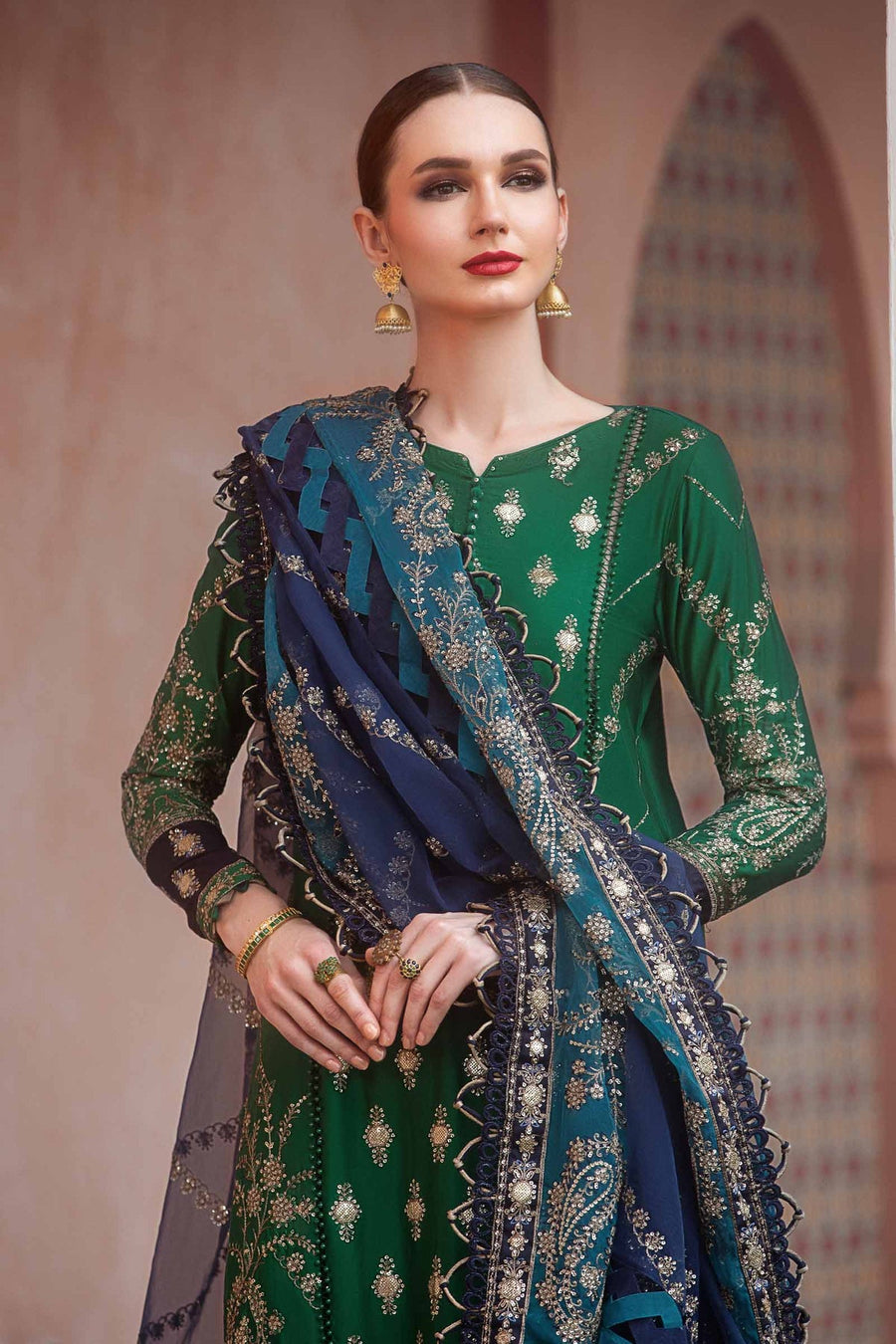 Maria.B Sateen Unstitched Embroidered Cotton Satin 3Pc Suit CST-711