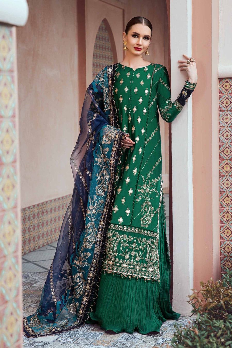Maria.B Sateen Unstitched Embroidered Cotton Satin 3Pc Suit CST-711