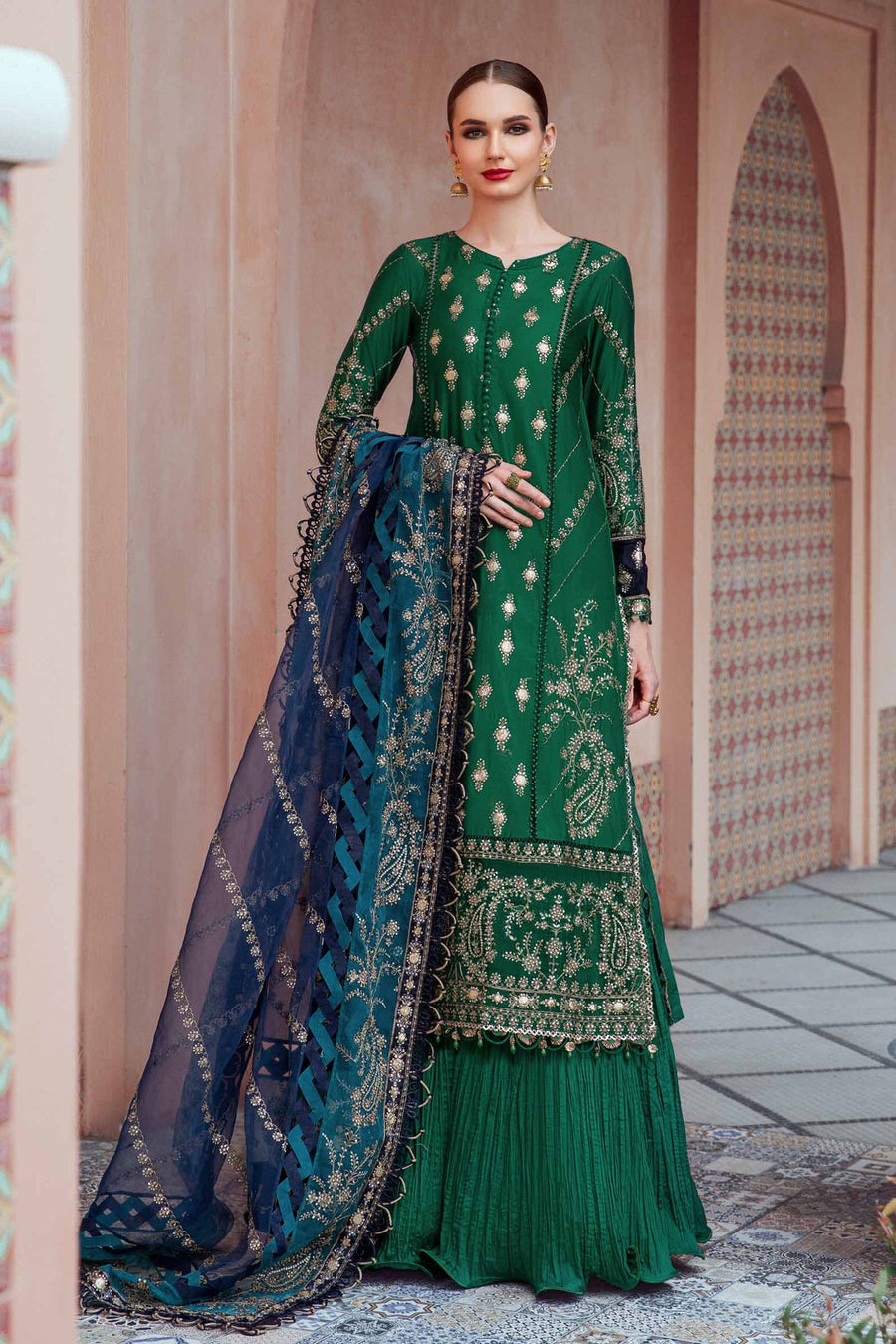 Maria.B Sateen Unstitched Embroidered Cotton Satin 3Pc Suit CST-711