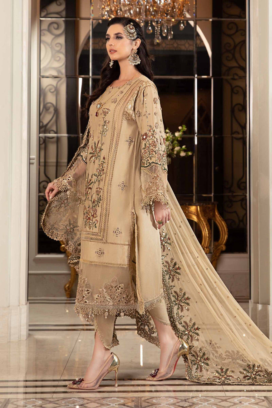 Maria.B Sateen Unstitched Embroidered Cotton Satin 3Pc Suit CST-712