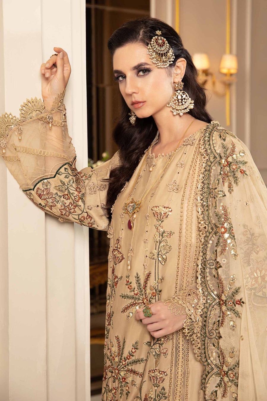 Maria.B Sateen Unstitched Embroidered Cotton Satin 3Pc Suit CST-712