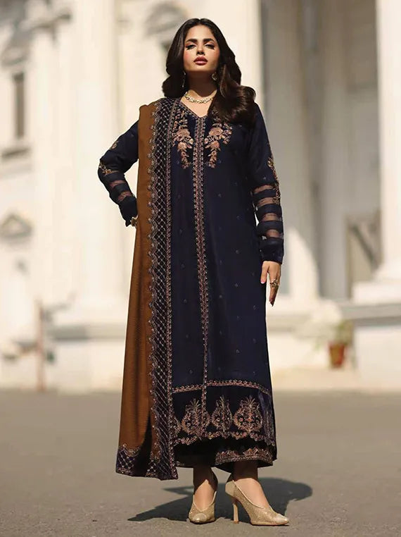 Charizma Signature Embroidered Peach Leather Unstitched 3Pc Suit CSW5-01