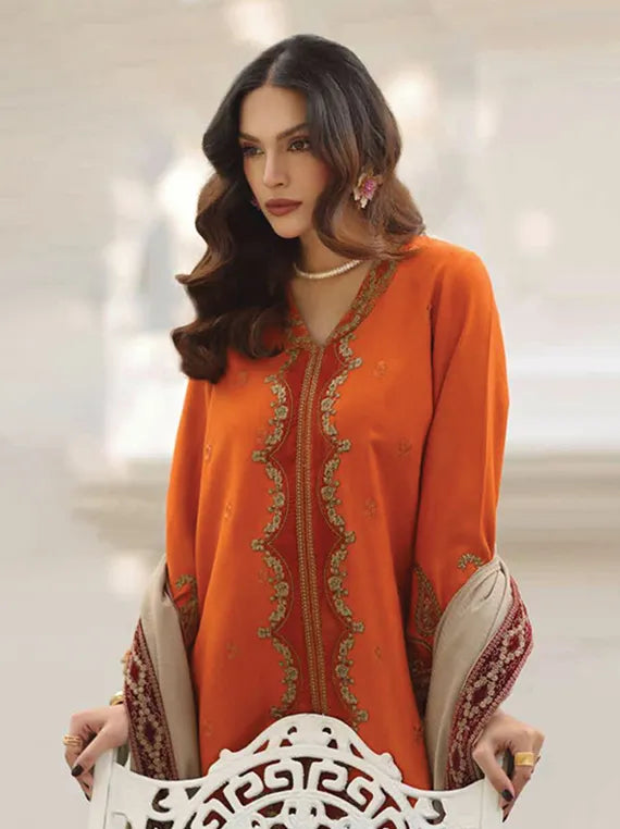 Charizma Signature Embroidered Peach Leather Unstitched 3Pc Suit CSW5-03