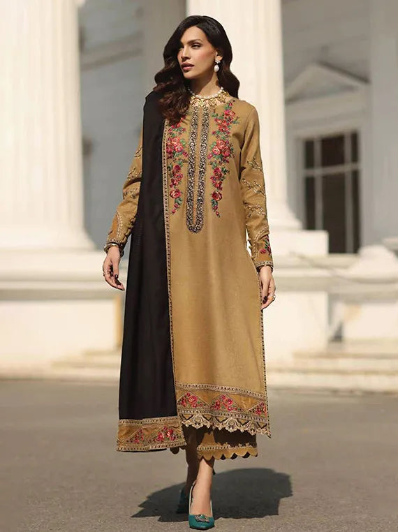 Charizma Signature Embroidered Peach Leather Unstitched 3Pc Suit CSW5-05