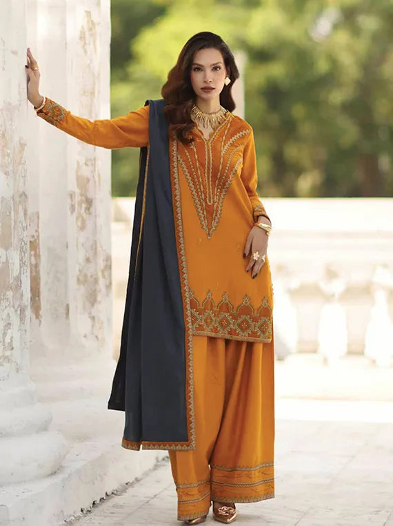 Charizma Signature Embroidered Peach Leather Unstitched 3Pc Suit CSW5-08