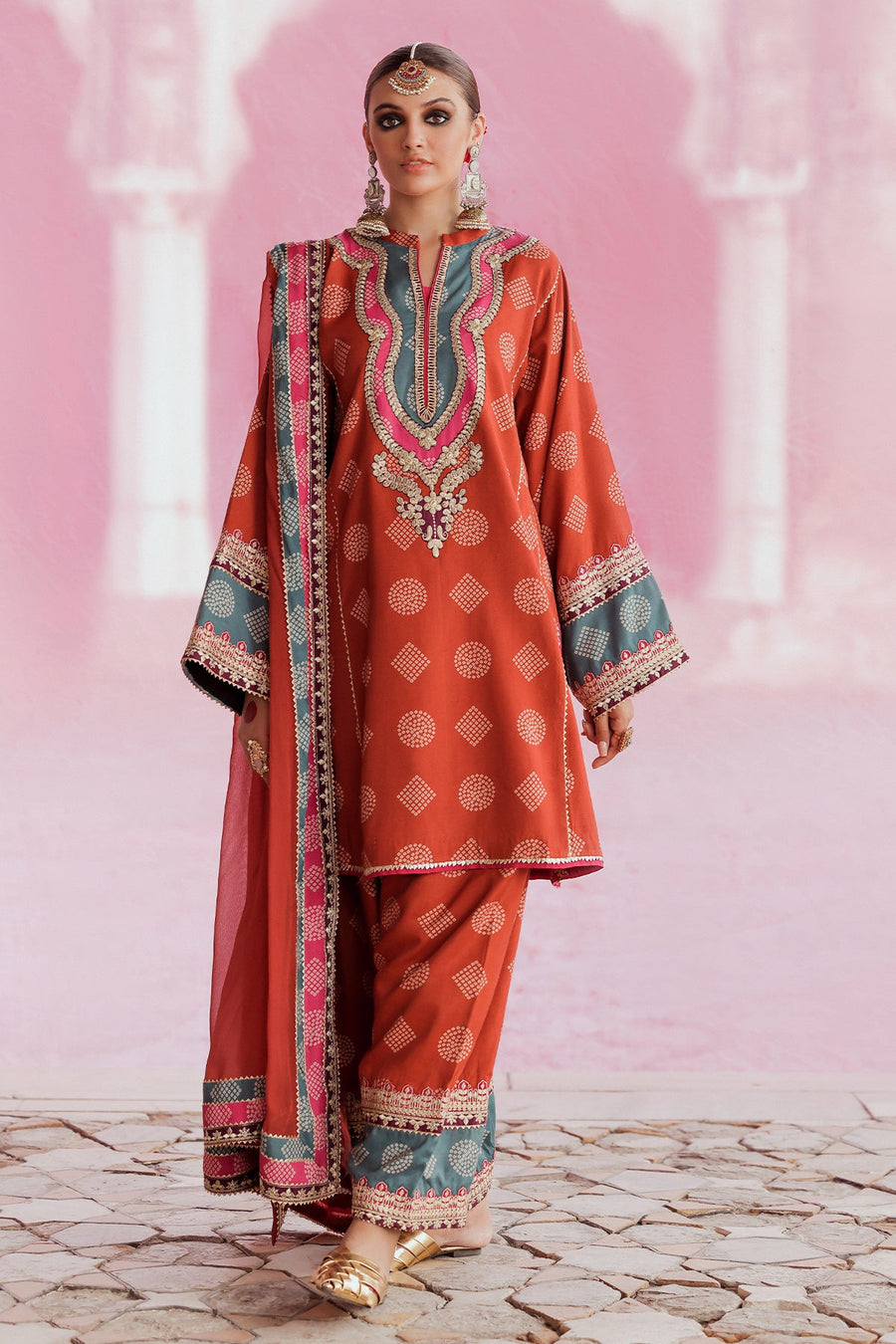 Tabeer by Charizma Embroidered Chunri Silk Unstitched 3Pc Suit CTW4-05