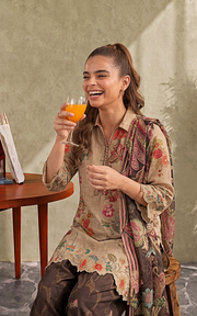 Asifa & Nabeel Digital Printed Cambric Unstitched 3Pc Suit CU26-04 Mocca