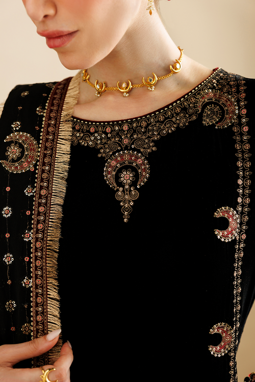 Jazmin Chandani Embroidered Velvet Unstitched 3Pc Suit CVF26-D01