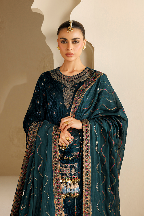Jazmin Chandani Embroidered Velvet Unstitched 3Pc Suit CVF26-D02