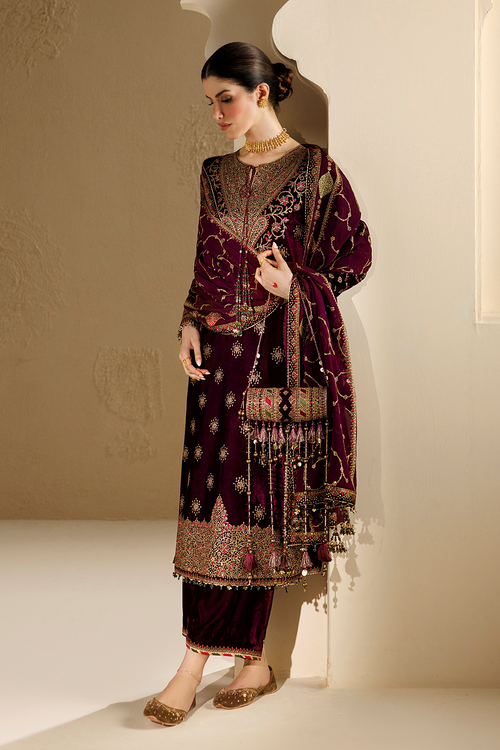 Jazmin Chandani Embroidered Velvet Unstitched 3Pc Suit CVF26-D08