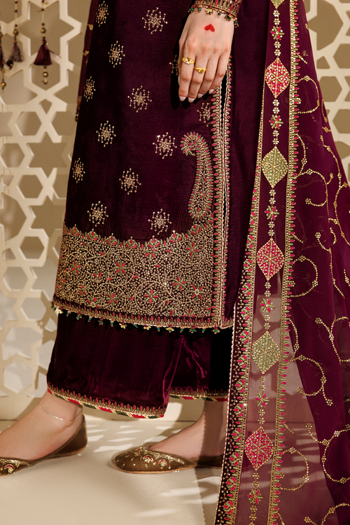 Jazmin Chandani Embroidered Velvet Unstitched 3Pc Suit CVF26-D08