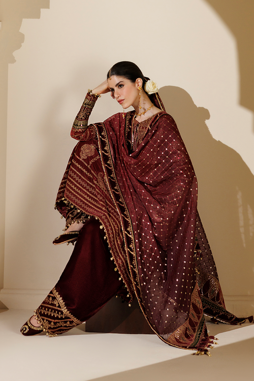 Jazmin Chandani Embroidered Velvet Unstitched 3Pc Suit CVF26-D10
