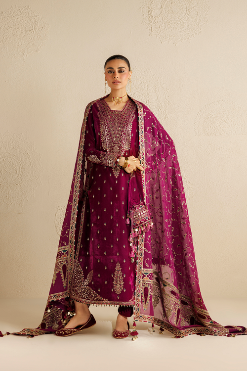 Jazmin Chandani Embroidered Velvet Unstitched 3Pc Suit CVF26-D12