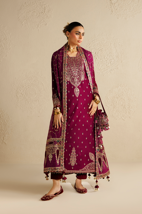 Jazmin Chandani Embroidered Velvet Unstitched 3Pc Suit CVF26-D12