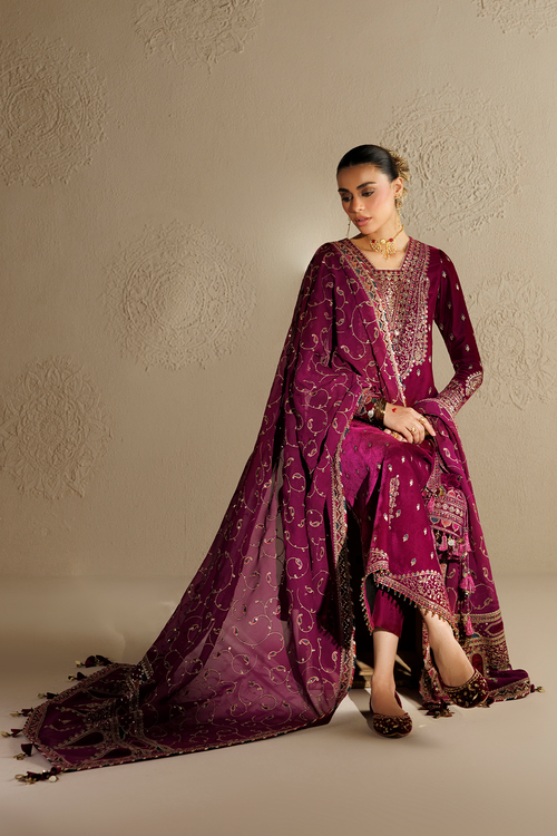 Jazmin Chandani Embroidered Velvet Unstitched 3Pc Suit CVF26-D12