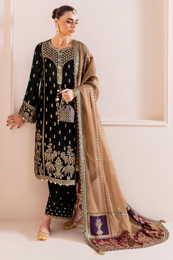 Jazmin Chandani Embroidered Velvet Unstitched 3Pc Suit CVF D-01