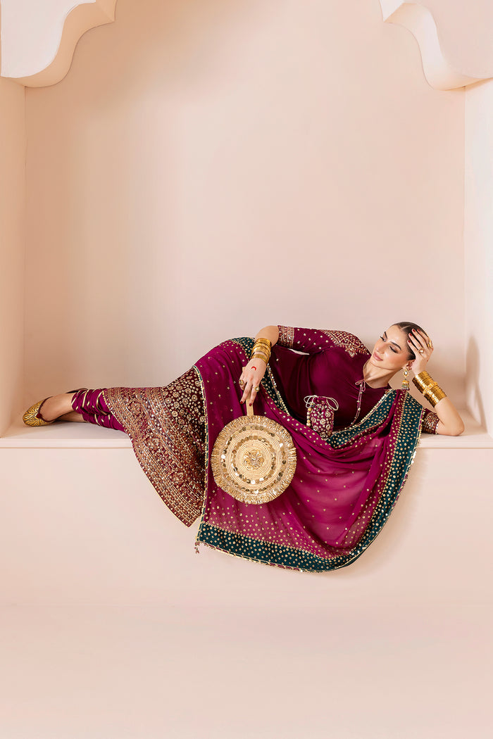 Jazmin Chandani Embroidered Velvet Unstitched 3Pc Suit CVF D-02