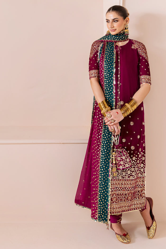 Jazmin Chandani Embroidered Velvet Unstitched 3Pc Suit CVF D-02