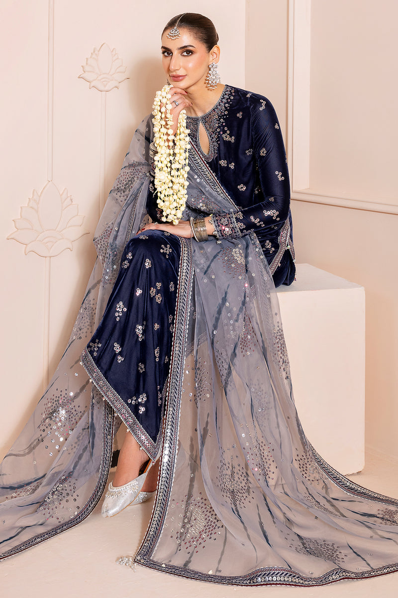 Jazmin Chandani Embroidered Velvet Unstitched 3Pc Suit CVF D-03