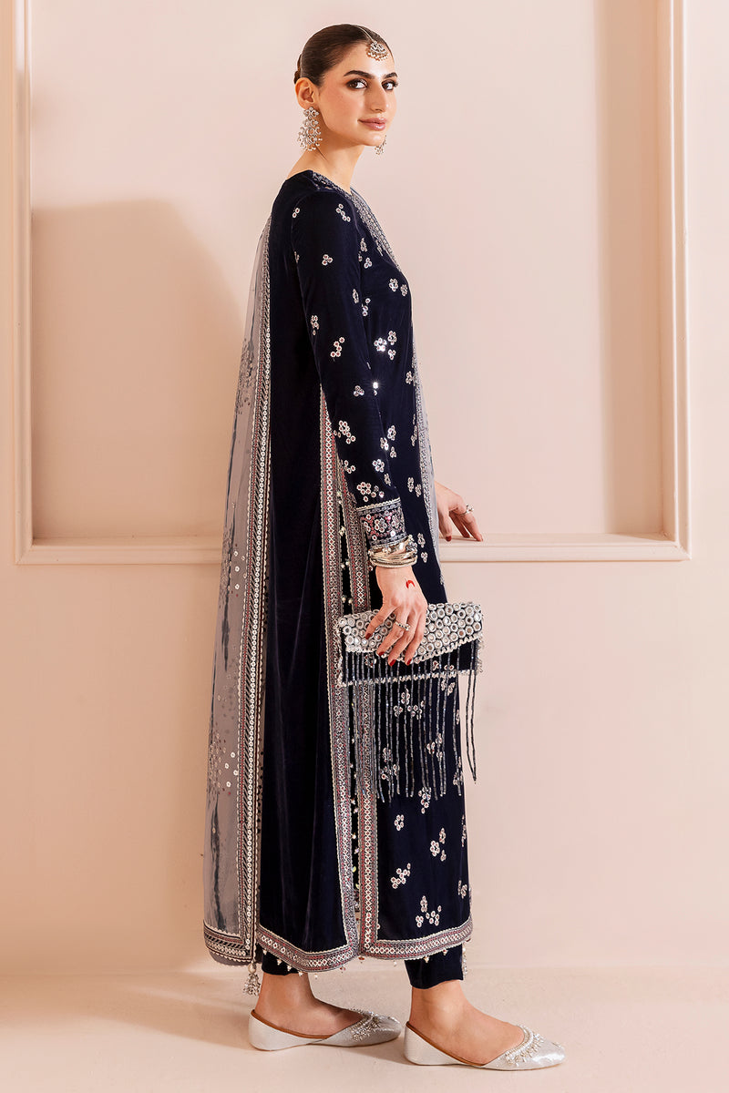 Jazmin Chandani Embroidered Velvet Unstitched 3Pc Suit CVF D-03