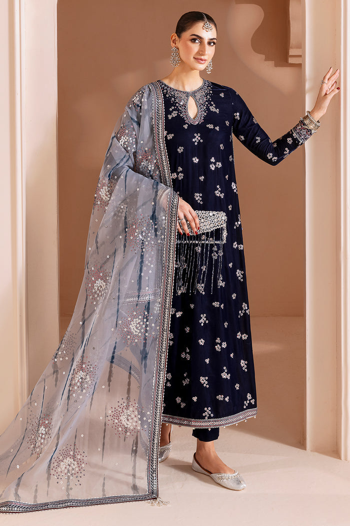 Jazmin Chandani Embroidered Velvet Unstitched 3Pc Suit CVF D-03