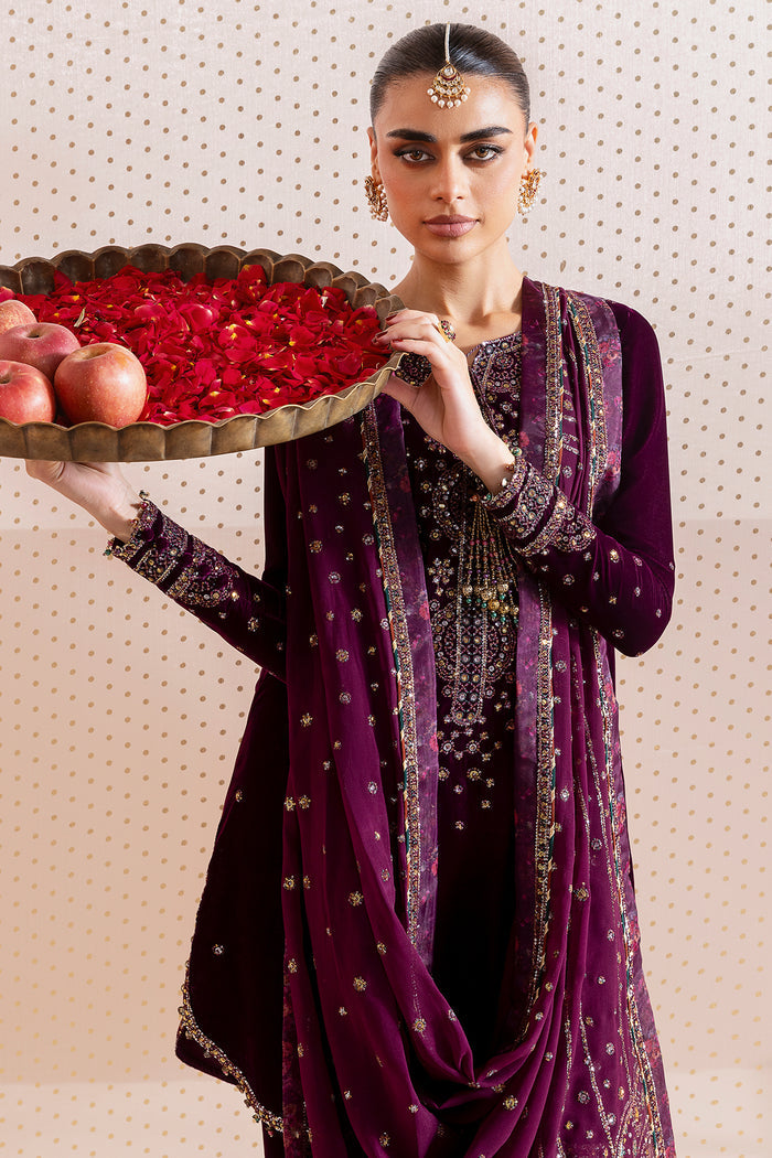 Jazmin Chandani Embroidered Velvet Unstitched 3Pc Suit CVF D-05