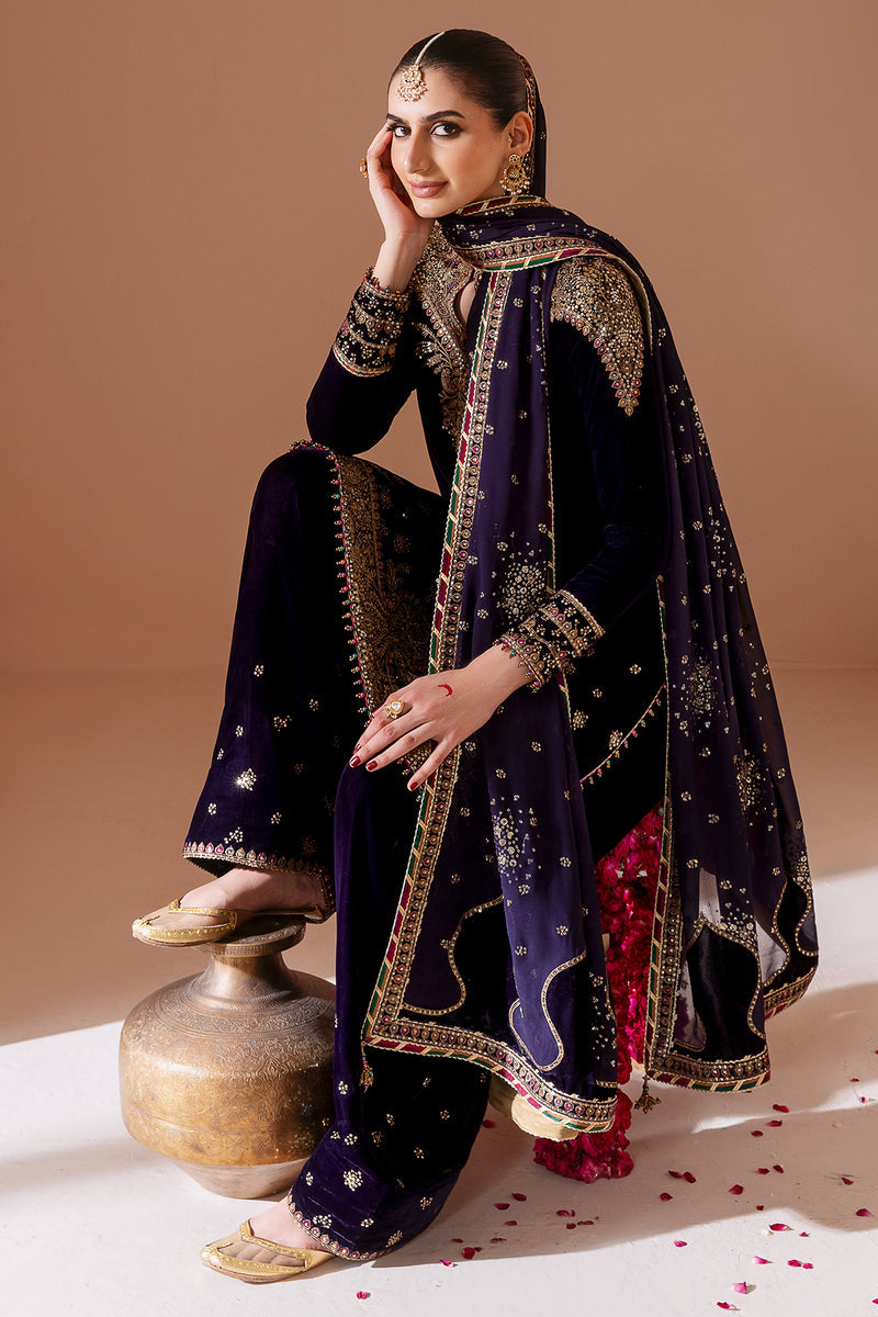 Jazmin Chandani Embroidered Velvet Unstitched 3Pc Suit CVF D-08