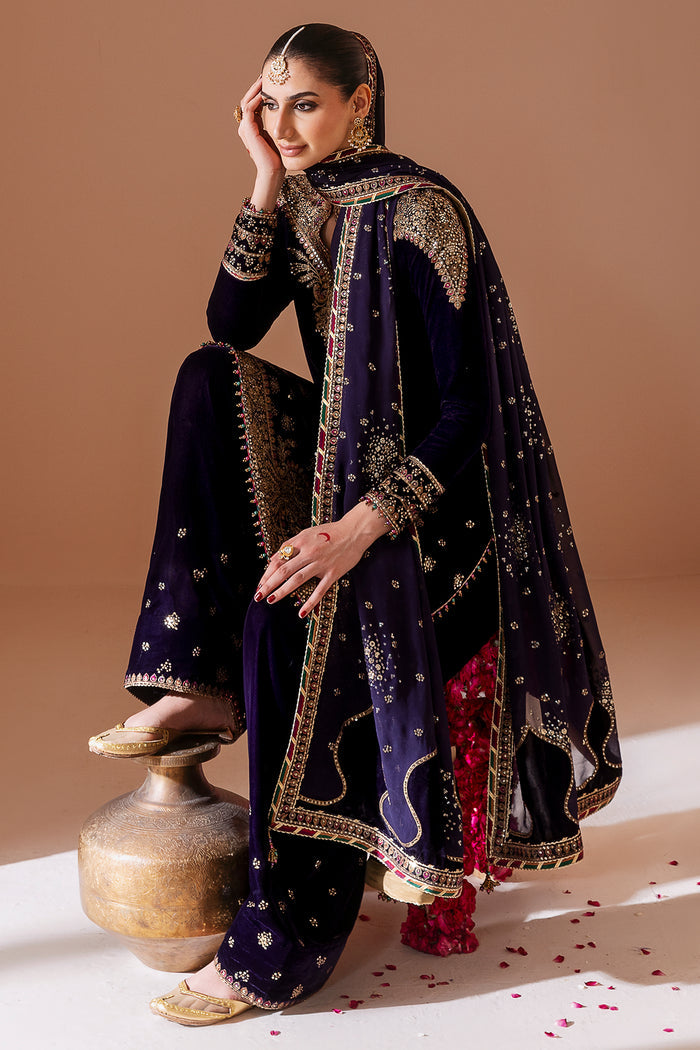 Jazmin Chandani Embroidered Velvet Unstitched 3Pc Suit CVF D-08
