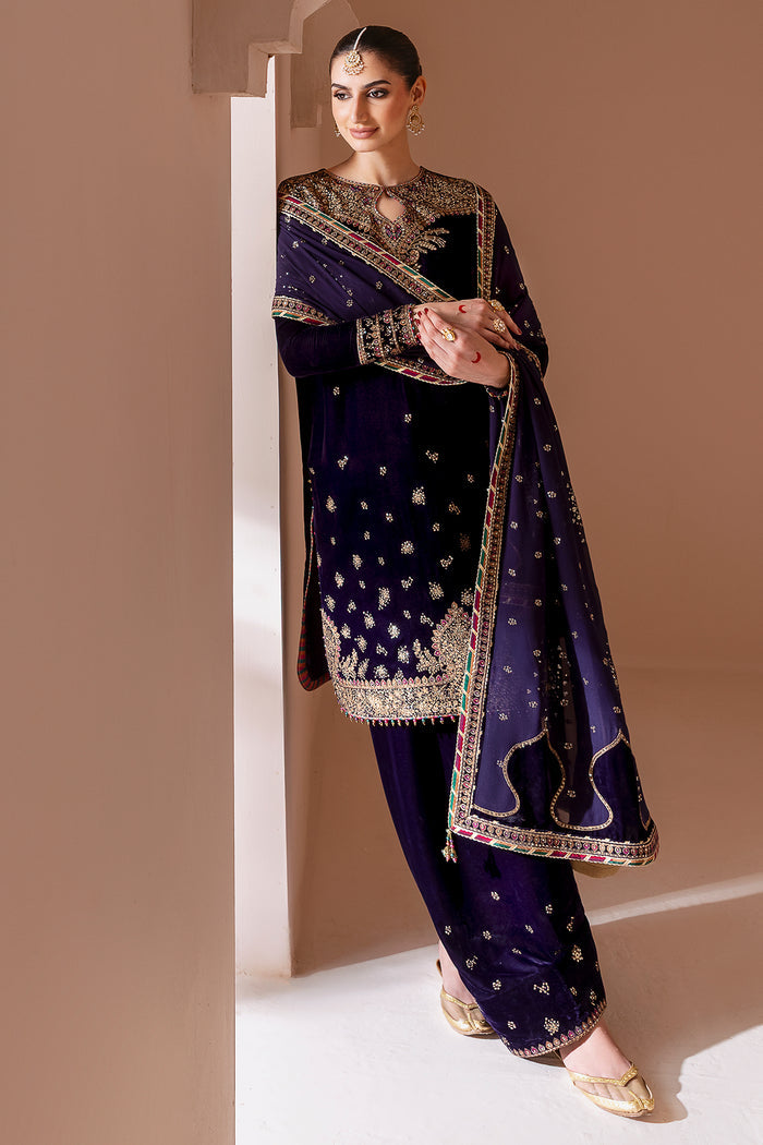 Jazmin Chandani Embroidered Velvet Unstitched 3Pc Suit CVF D-08