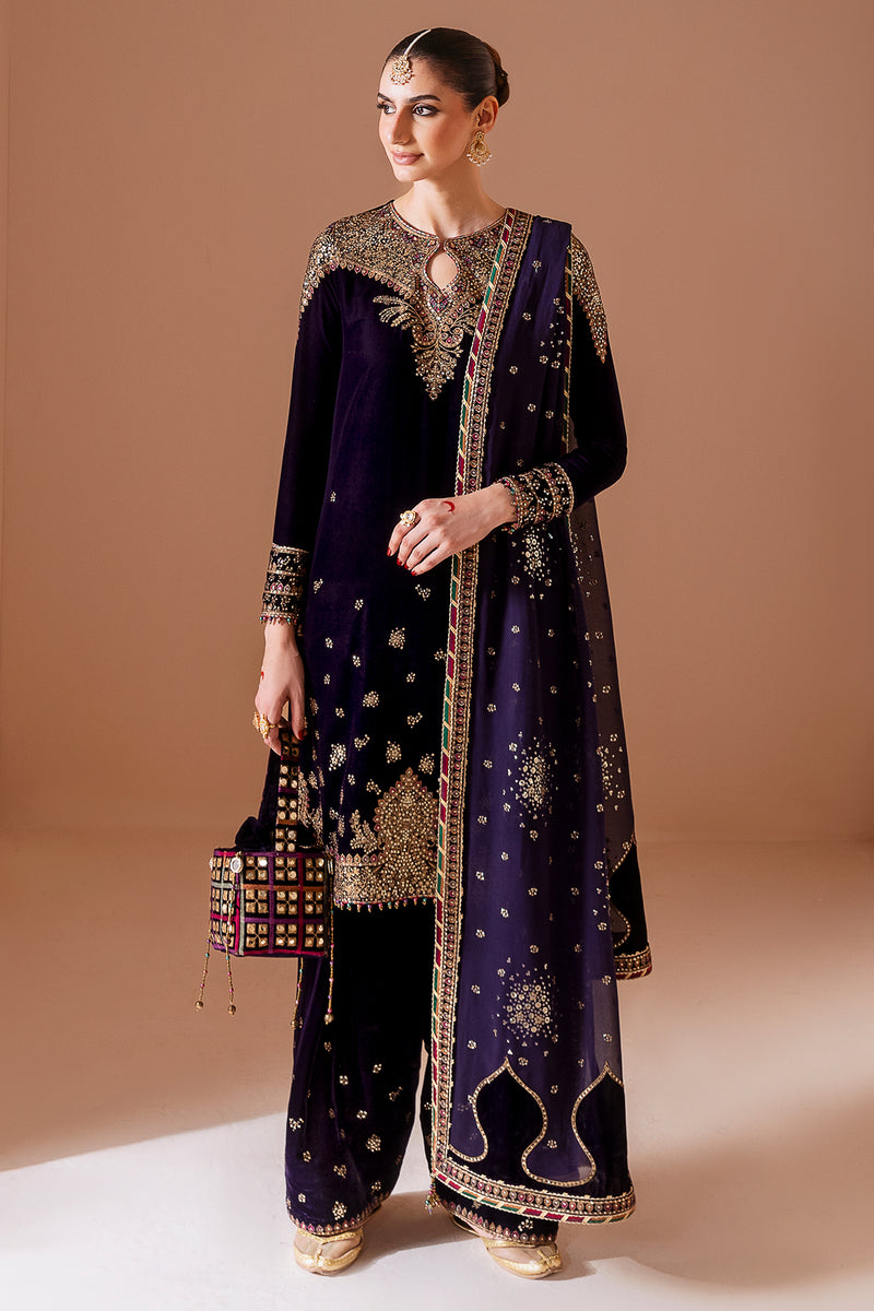 Jazmin Chandani Embroidered Velvet Unstitched 3Pc Suit CVF D-08