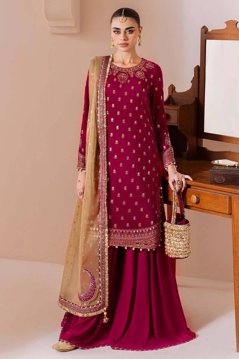 Jazmin Chandani Embroidered Velvet Unstitched 3Pc Suit CVF D-11