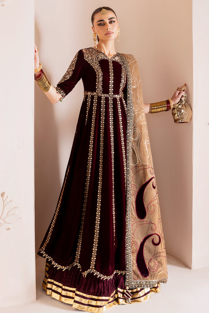 Jazmin Chandani Embroidered Velvet Unstitched 3Pc Suit CVF D-12