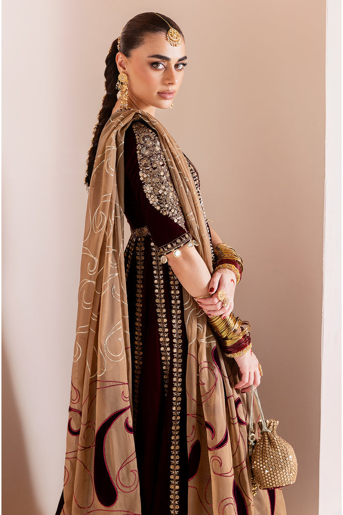 Jazmin Chandani Embroidered Velvet Unstitched 3Pc Suit CVF D-12
