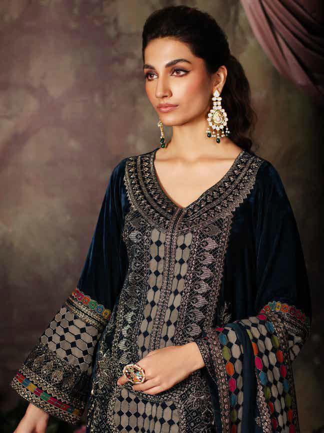 Charizma Signora Embroidered Velvet Unstitched 3Pc Suit CVT3-05