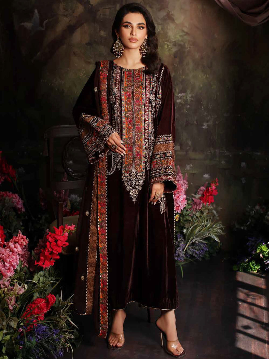Charizma Signora Embroidered Velvet Unstitched 3Pc Suit CVT3-06