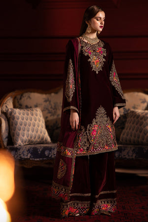 Charizma Signora Premium Embroidered Velvet Unstitched 3Pc Suit CVT4-06